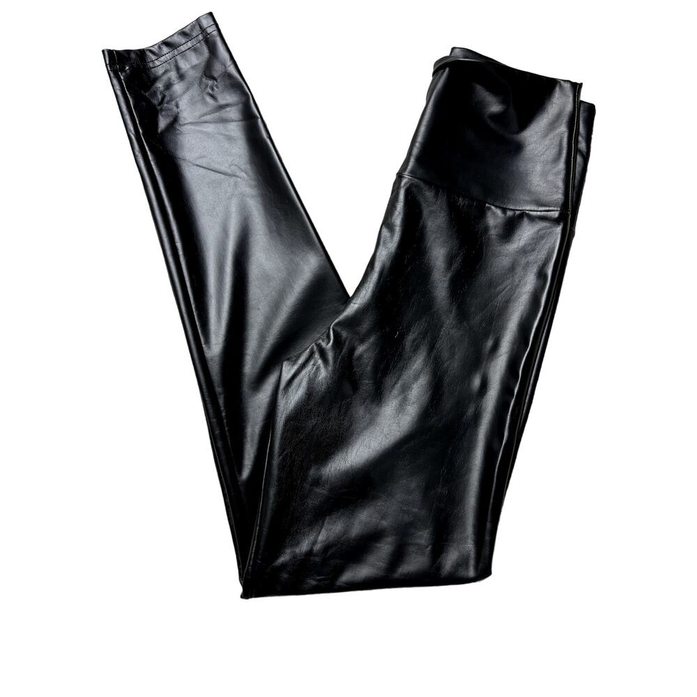 Everbellus Womens Small Black Pleather Stretchy Leggings
